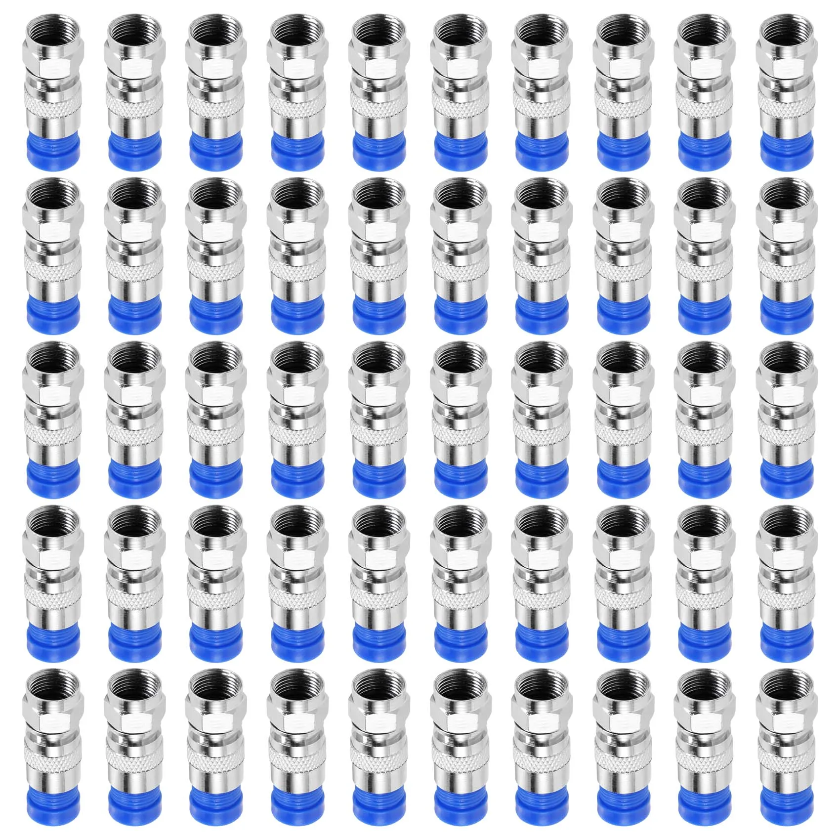 50PCS RG6 Compression Connectors Coaxial Cable Waterproof Connection F Compression Connector RG6 Coaxial Compression Tool