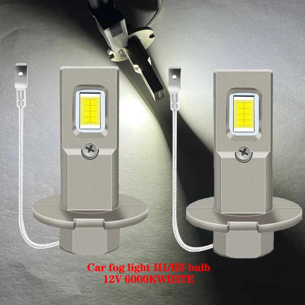 2PCS H1 Car Fog Lights Integrated 2LED Headlights H3 Direct Insertion Bulb 5730 High Brightness 6000K  360 ° Light Source 12V.