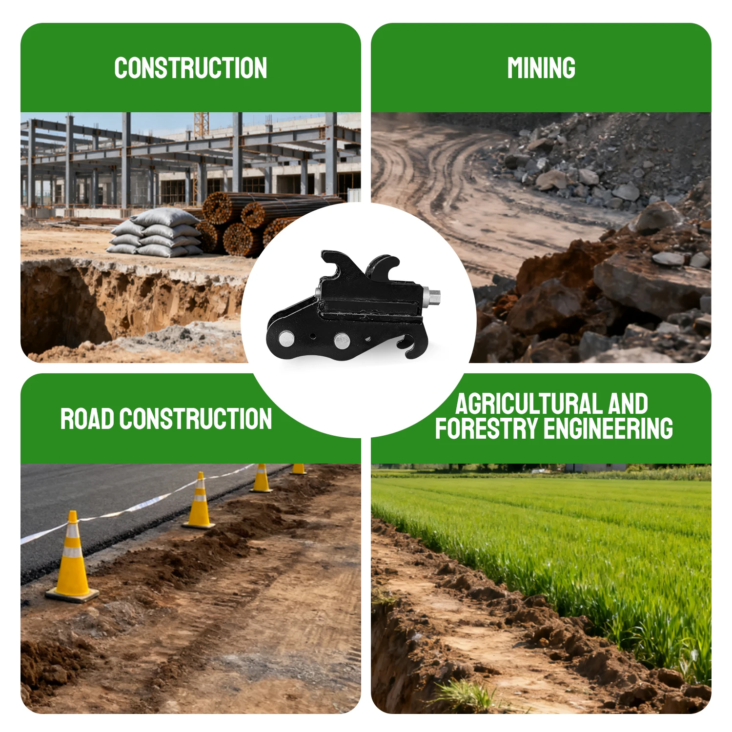 Acoplador de excavadora con conector de cambio rápido de alta resistencia para mini excavadora de 1-1,8 toneladas con conexión rápida para accesorios de enganche