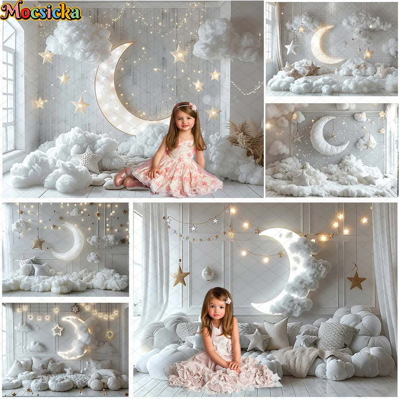 

Mocsicka Photography Background White Room Cute Bear Balloon Kids Birthday Party Cake Smash Portrait Decor Backdrop Photo Studio