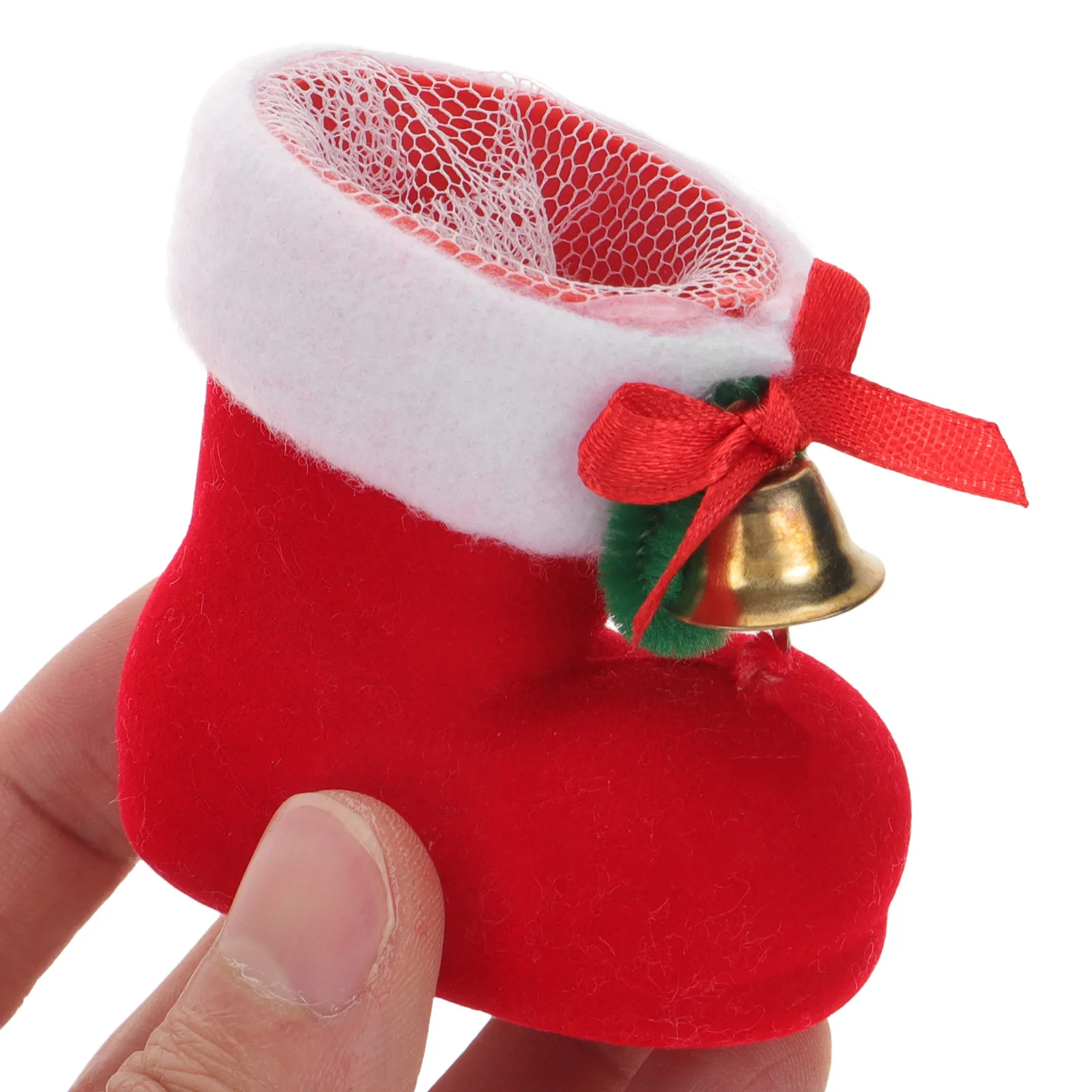 

8 Pcs Boot Gifts for Kids Christmas Decor Flocking Material Soft Red Sweets Storage Holiday Party Shoe nament