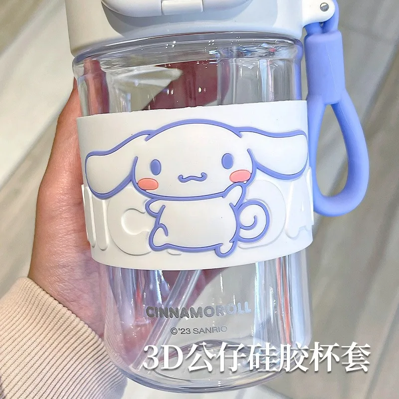 490ML Sanrio kubek na wodę anime kreskówka Cinnamoroll kuromi melody uczeń dzieci przenośna słomka o dużej pojemności kubek na wodę