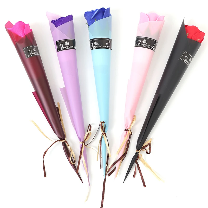 6Pcs 4cm Rose Soap Flowers Artificial Bouquet Portable Soap Valentines'Day Mother's Day Gift for Home Wedding Party Decoration