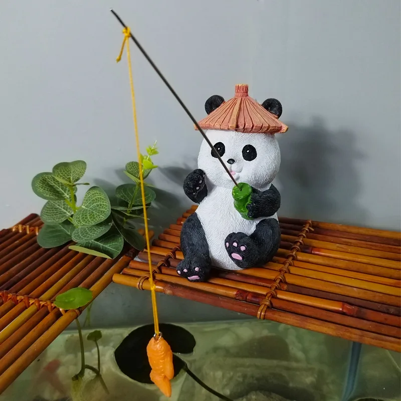 1 Stück kreative Panda-Fischer-Tierfiguren für Hof, Garten, Teich, Fischbecken, Aquarium, Steingarten, Bonsai und andere Dekorationen