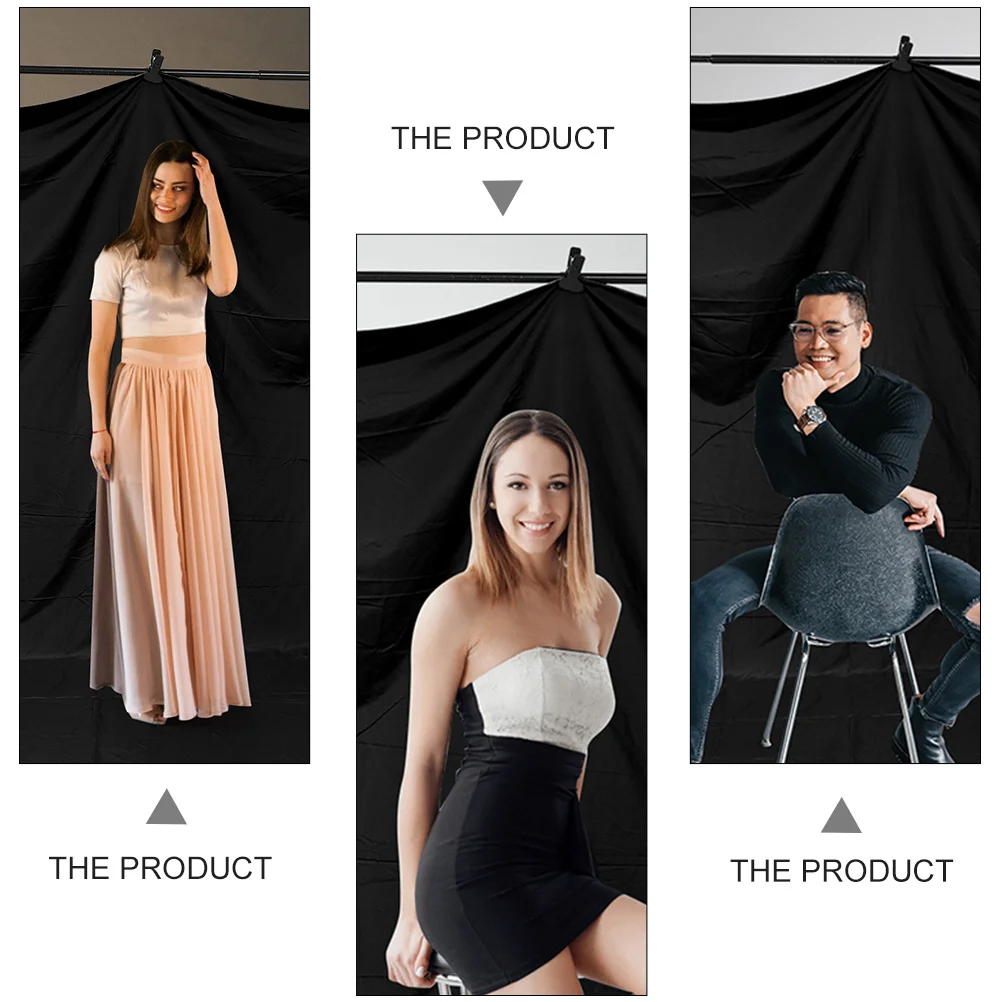 

HOMSFOU 1pc Cotton Muslin Photography Background Cloth for Studio Photoshoot Black Polyester Fabric Decor
