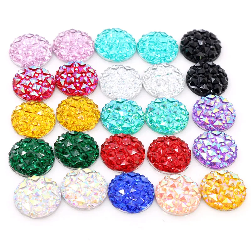 New Fashion 40pcs 12mm Mix Colors Flat back Resin Cabochons Cameo Jewelry Accessories Supplies Wholesale Supplies