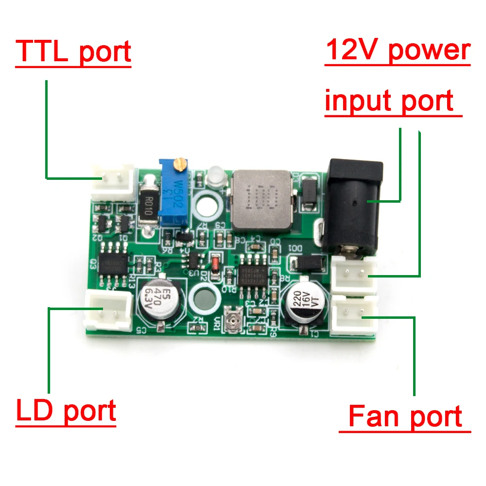 12V 2W TTL 405nm 445nm 450nm Laser Diode LD Driver Board Step-down Constant Current Drive Circuit TTL Modulation Power Module