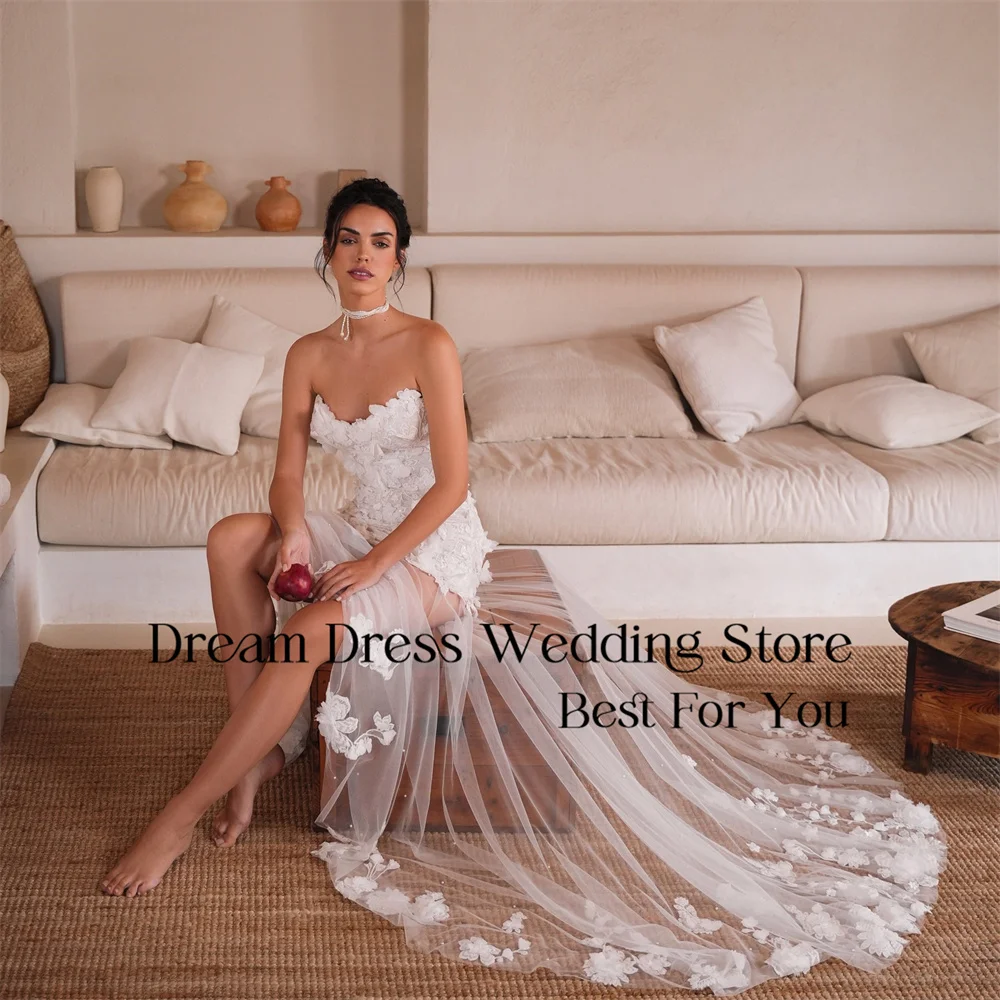 DREAM Lace Appliqued A-Line Wedding Dress 2025 Boat-Neck Sleeveless Open Back Flowers Bridal Gown Vestidos De Novia Customized