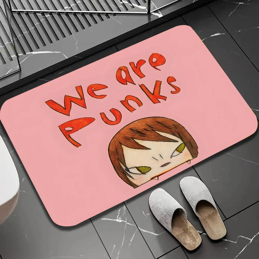 Cartoon Japanese Sleepwalking Dolls Yoshitomo Nara Artworks Art Floor Mat Doormats Home Carpet Foot Mat Bathroom Absorbent Mats