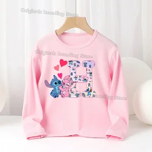 ليلو &ستيزز ديزني رسالة ABC ملابس بنات أطفال قميص طويل ملابس أطفال الشتاء الخريف غرامة من النوع الثقيل ملابس هدايا أفضل 10 كنزات Lilo Stich مبيعا - No8