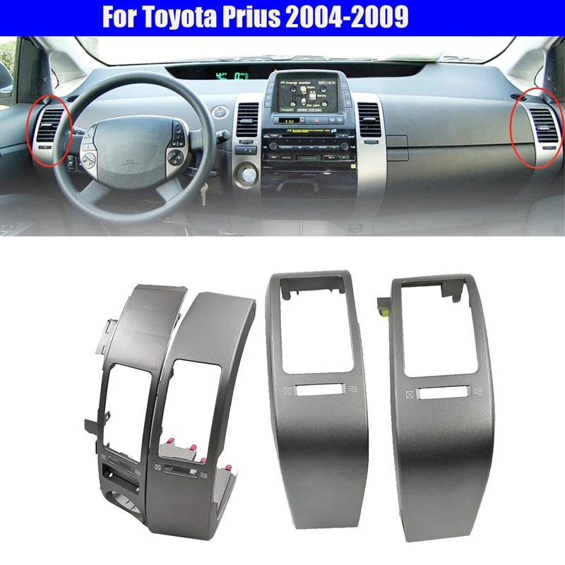 4Pcs Car Center Dashboard Air Vents Trim Frame Set For Toyota Prius 2004-2009 Air Conditioner Outlet Panel Cover Chrome