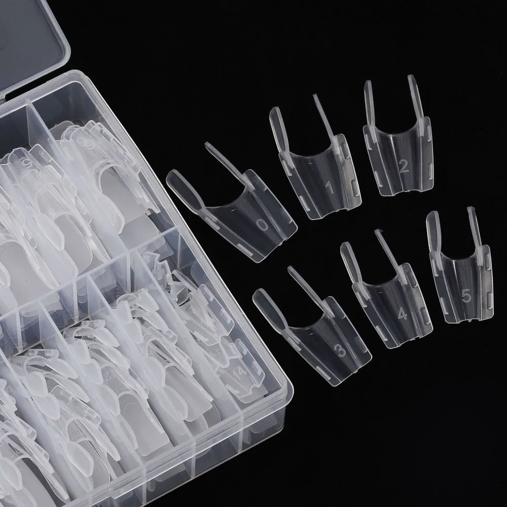 120Pcs/box Full Cover Sandwich Nail Forms Clear DIY Nail Art Oval Extension Nail Forms Reusable Quickly Extend