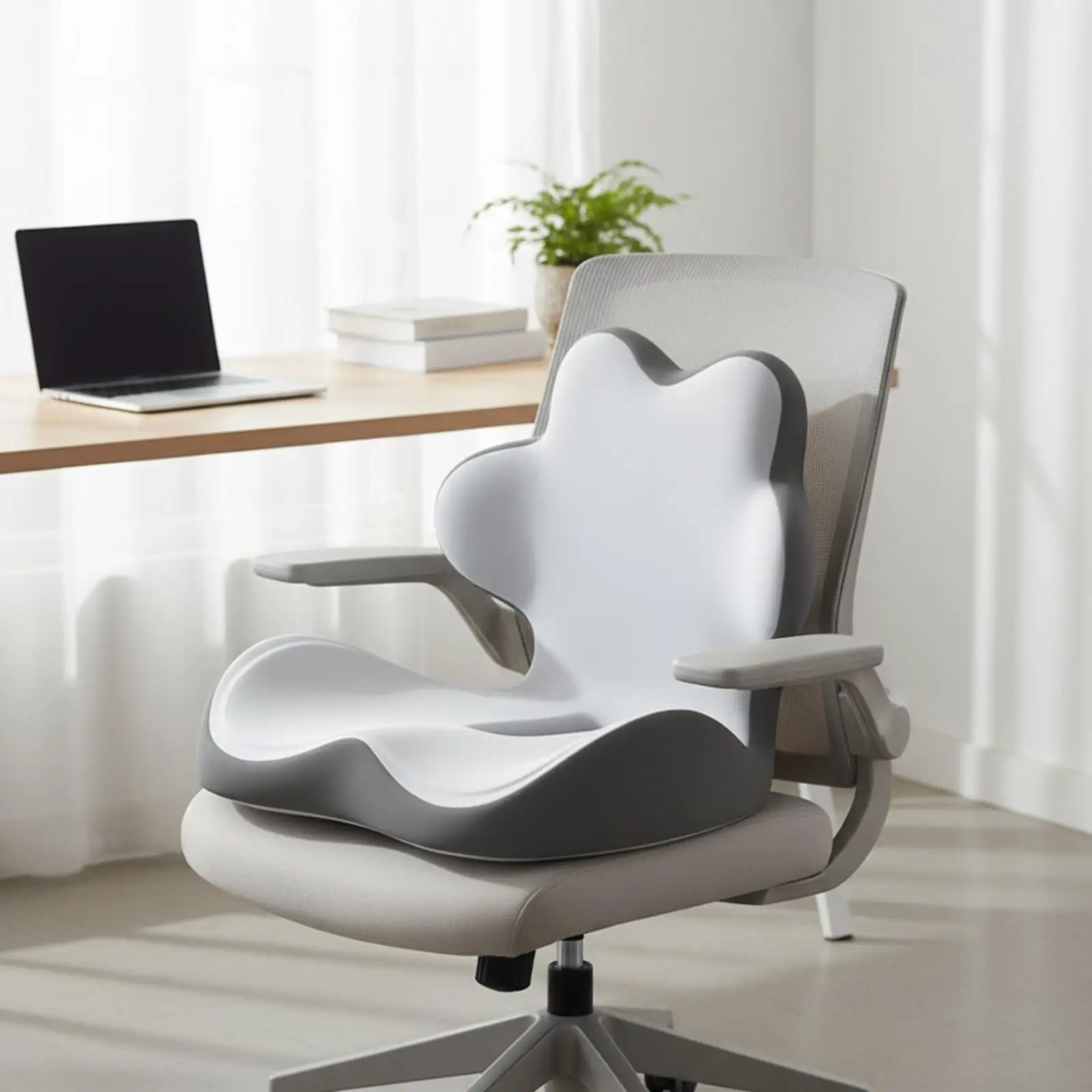 Office Seat Cushion with Central Opening Ventilation Memory Foam Pressure Reducing Back Pad