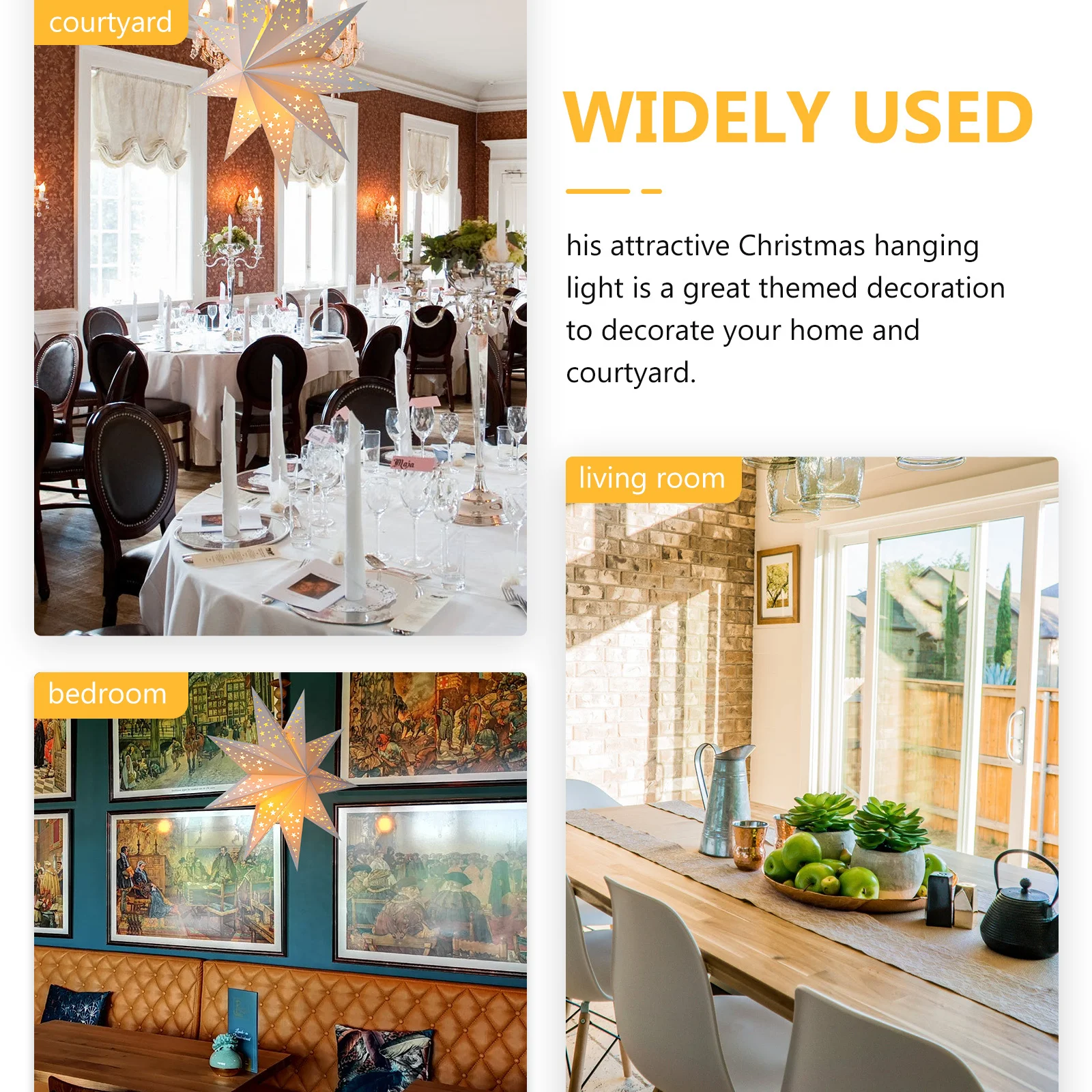 1개 나인포인트 스타 램프 쉐이드 펜타그램 행잉 라이트 3D 종이 천장 장식 크리스마스 파티 룸 실내 조명