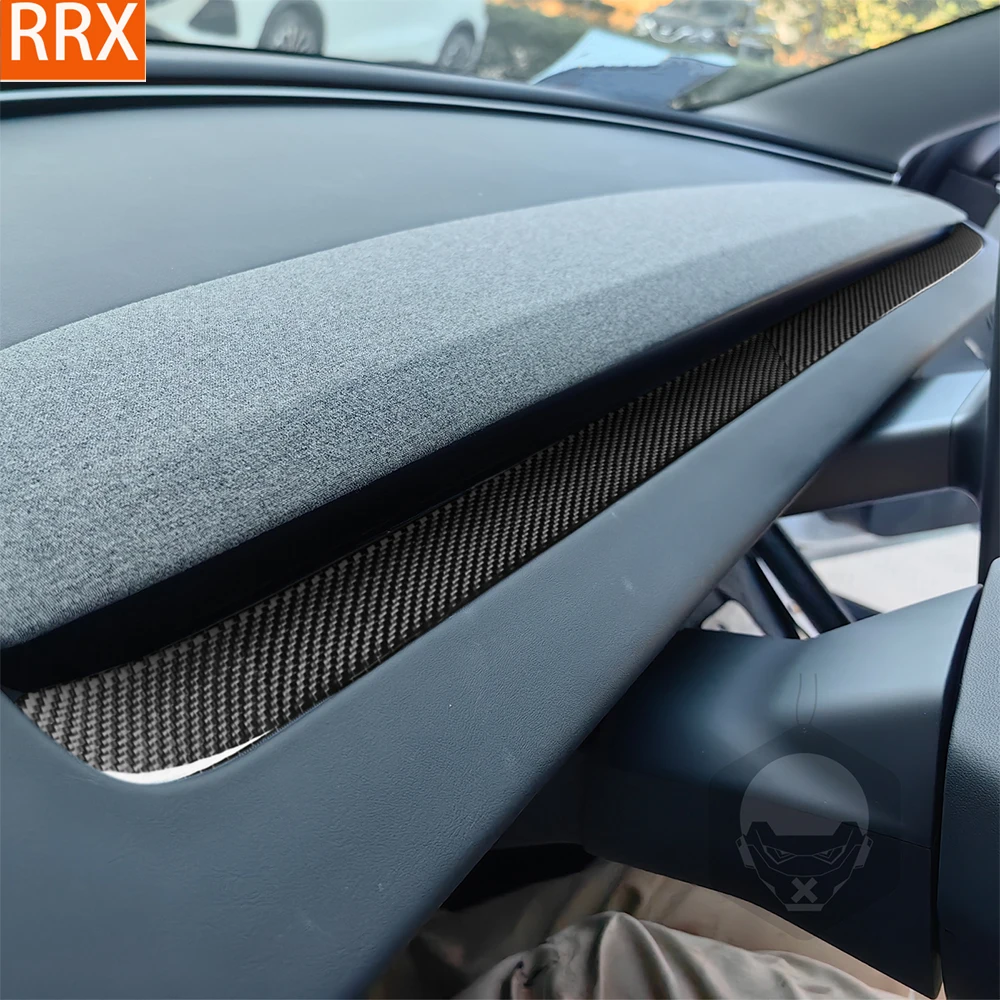 

For Tesla Model 3 Highland 2023 2024 Center Air Outlet Trim Strip Tuning Real Carbon Fiber Sticker Car Interior Accessories