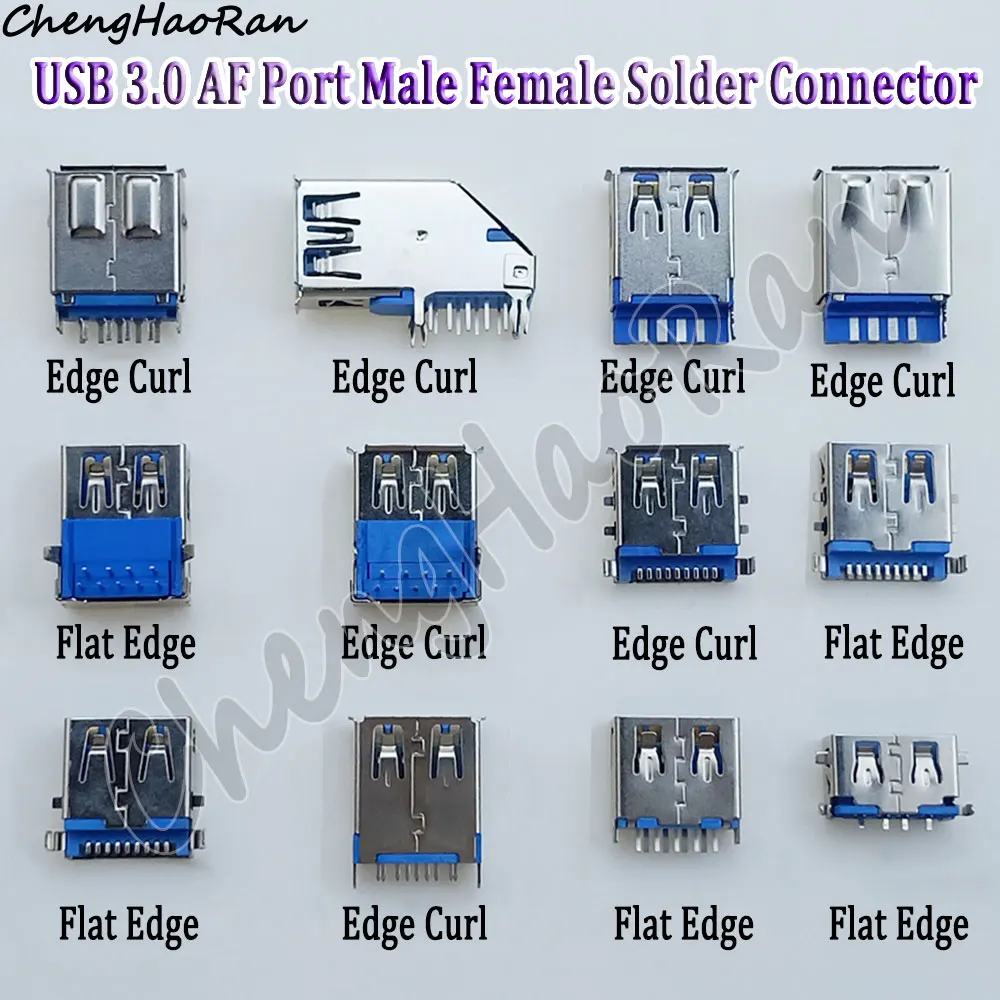 2 Pcs USB 3.0 USB-3.0-AF AM Type Port Male Female Solder Jacks Connector PCB Socket For USB Interface 90/180 degrees Connector