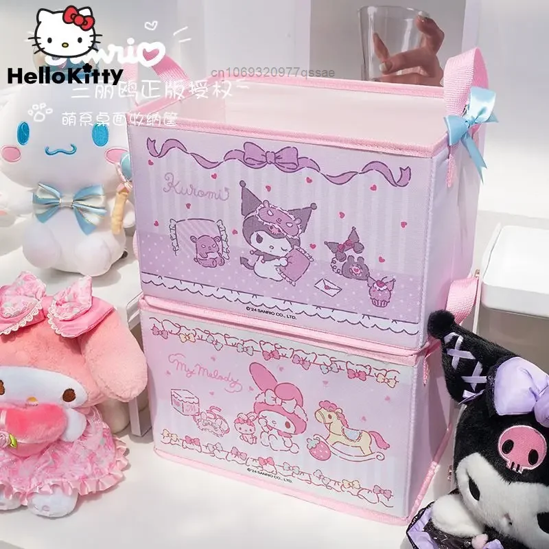 Sanrio My Melody Kuromi Cinnamoroll Large Capacity Portable Handle Storage Box for Snack Toys Student Dormitory item Sorting