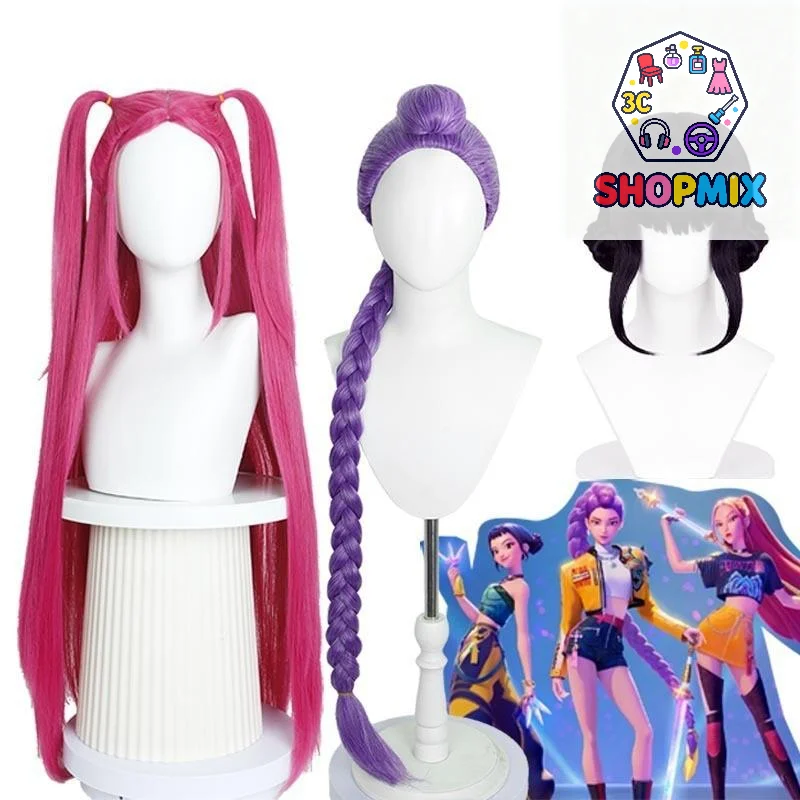 

KPOP Hunters Long Hair Mira Rumi Zoey Cosplay Wig Long Heat Resistant Synthetic Hair Halloween Party Accessories