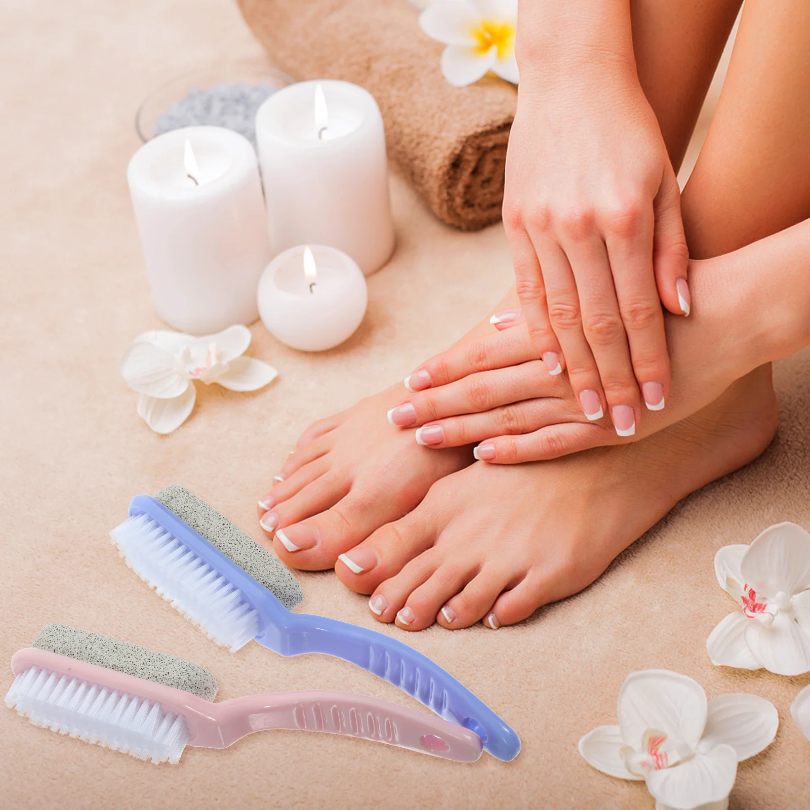 4 قطعة 2 في 1 مسمار فرشاة تنظيف الغبار الكالس مزيل القدم باديكير حجر لينة PP شعيرات غير مزعجة السفر المنزل الحمام #2