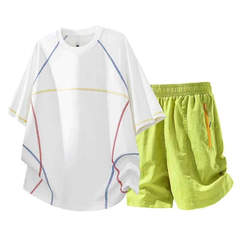 Sports suit men's and women's summer loose casual men's two-piece suit men's