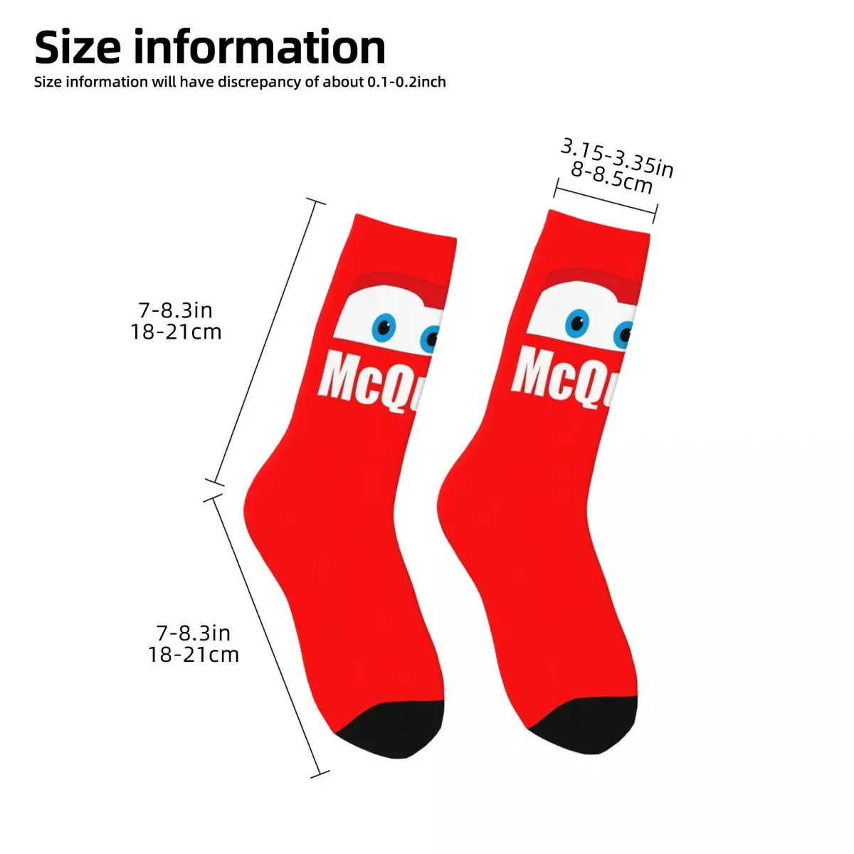 Lightning McQueen Pixar Cars Socks Men Women Funny Happy Socks High Quality Spring Summer Autumn Winter Middle Tube Socks Gift