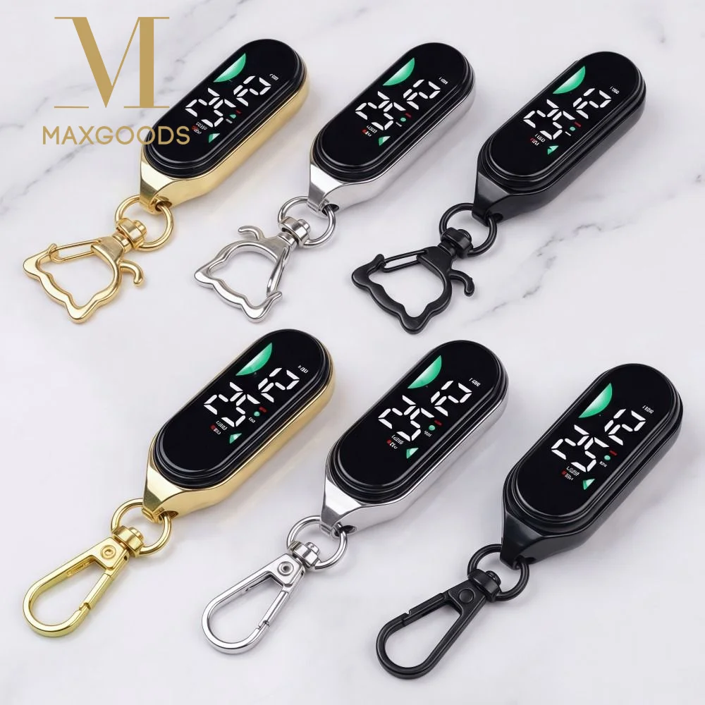 LED Electronic Hanging Watch Portable Digital Display Pocket Watch Carabiner Waterproof Luminous Pocket Watch Kids Adults