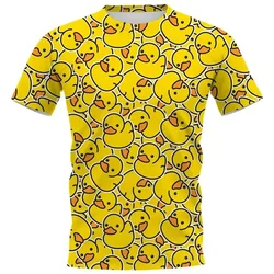 Cartoon Little Yellow Duck T-shirt 3D Print T-shirt Men Women Tshirt Short Sleeve Street Wear O-Neck Top Oversize Fun Tee Tops