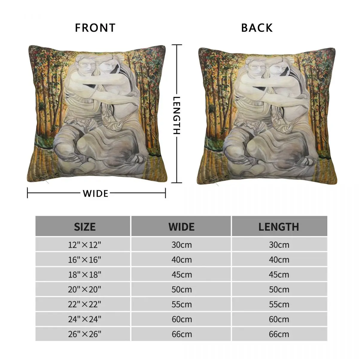 Lovers Hug In Autumn Landscape Square Pillowcase Polyester Linen Velvet Creative Zip Decor Throw Pillow Case Car Cushion Case