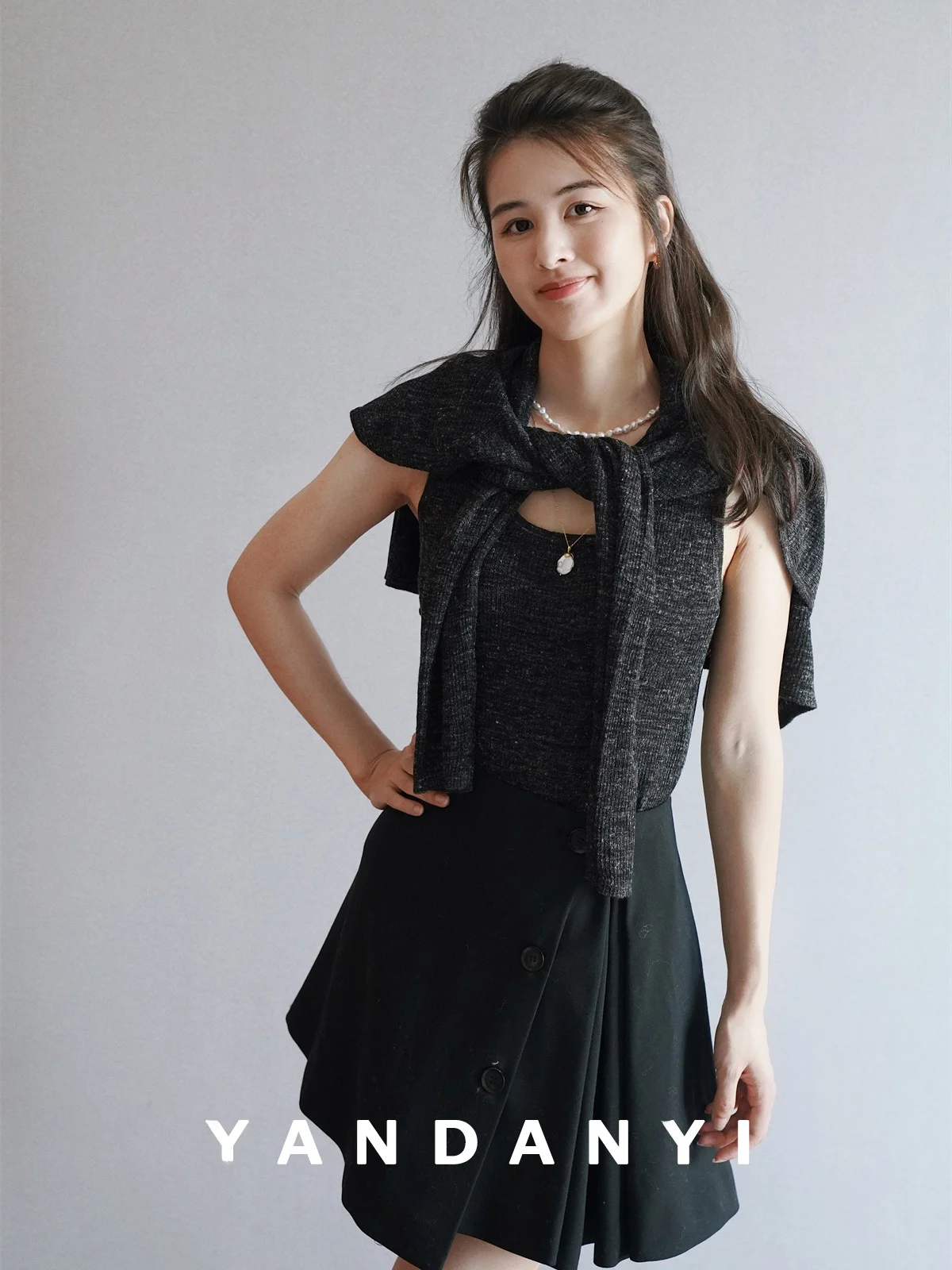 

YANDAN Spring Lazy Loose Layered Knitted Vest Long Sve Women's Faion Simple Match Two-Piece Set Comfortable Breathable...