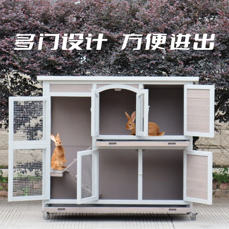 The product can be customized.Rabbit cage home outdoor indoor rabbit cage large kennel double-decker villa