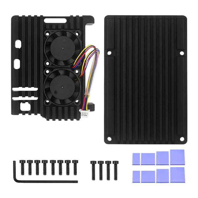 

1 Pc For Raspberry PI 5 Dual Fan Aluminum Alloy Case PI 5 Passive Cooling Box Metal Case 87*56*23MM Black Radiator Housing