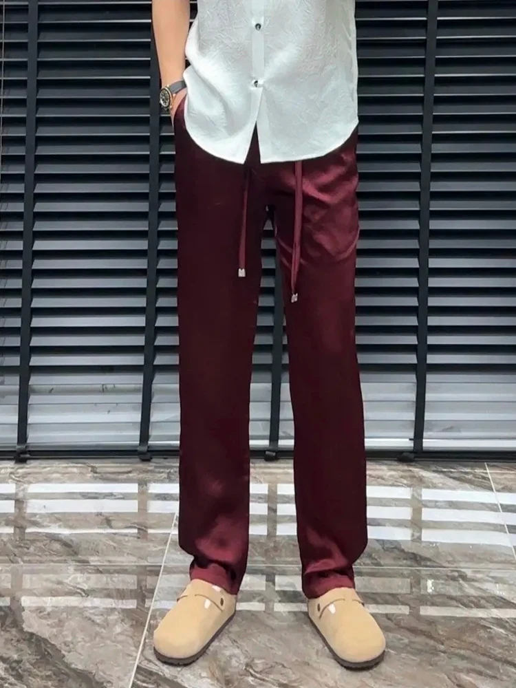 

Новые легкие шелковые брюки премиум-класса для весны и осени, 100% шелк, гладкие, струящиеся, прямые, повседневные, в стиле Old Money