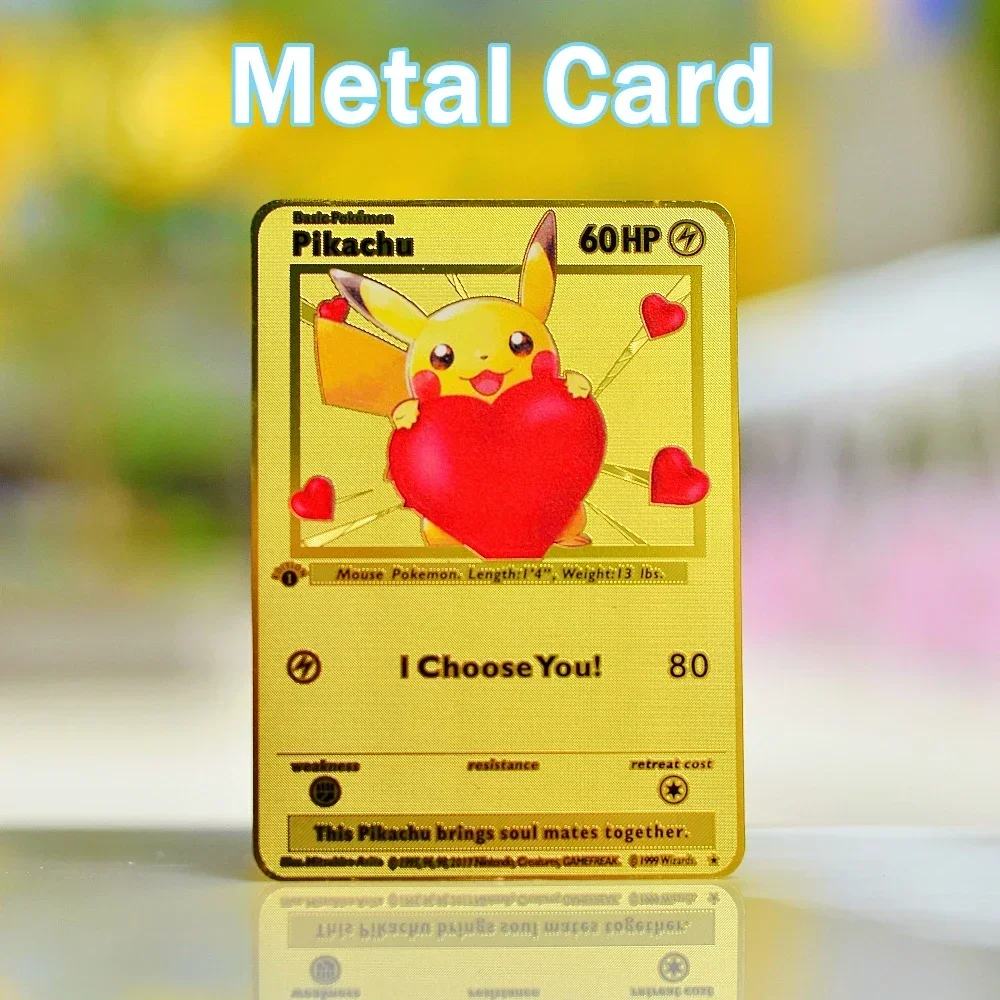 Pokemon Card Metal Pokémon Letters Blastoise Vmax Charizard Pikachu Gx Arceus Gold Iron Vstar Cards Anime Game Toys Kids Gifts