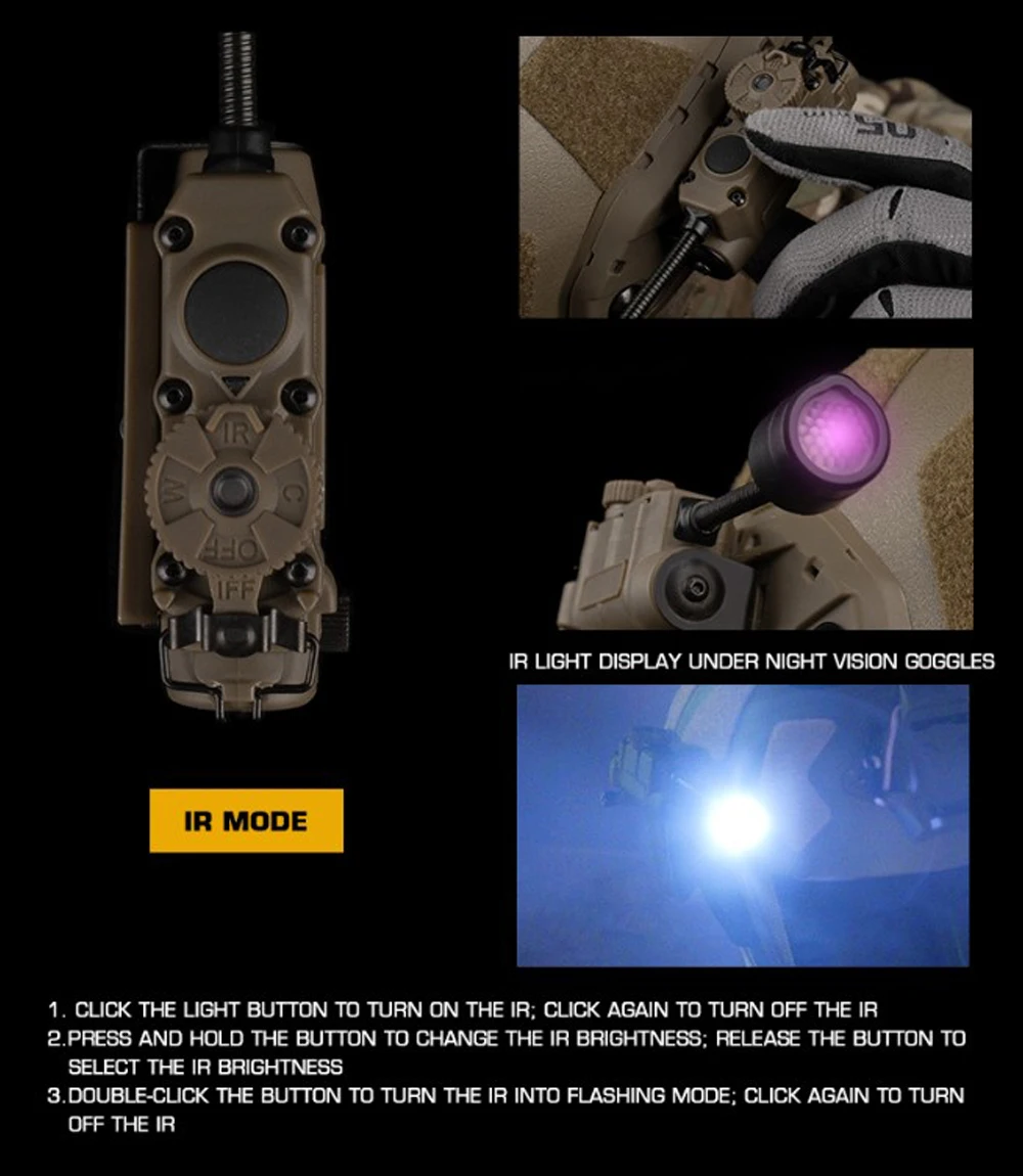 Sidewinder Helmet Lamp Tactical Strobe Light Red/Green/Blue/White/IR Head IFF Light Hunting Fishing Auxiliary LED Flashlight