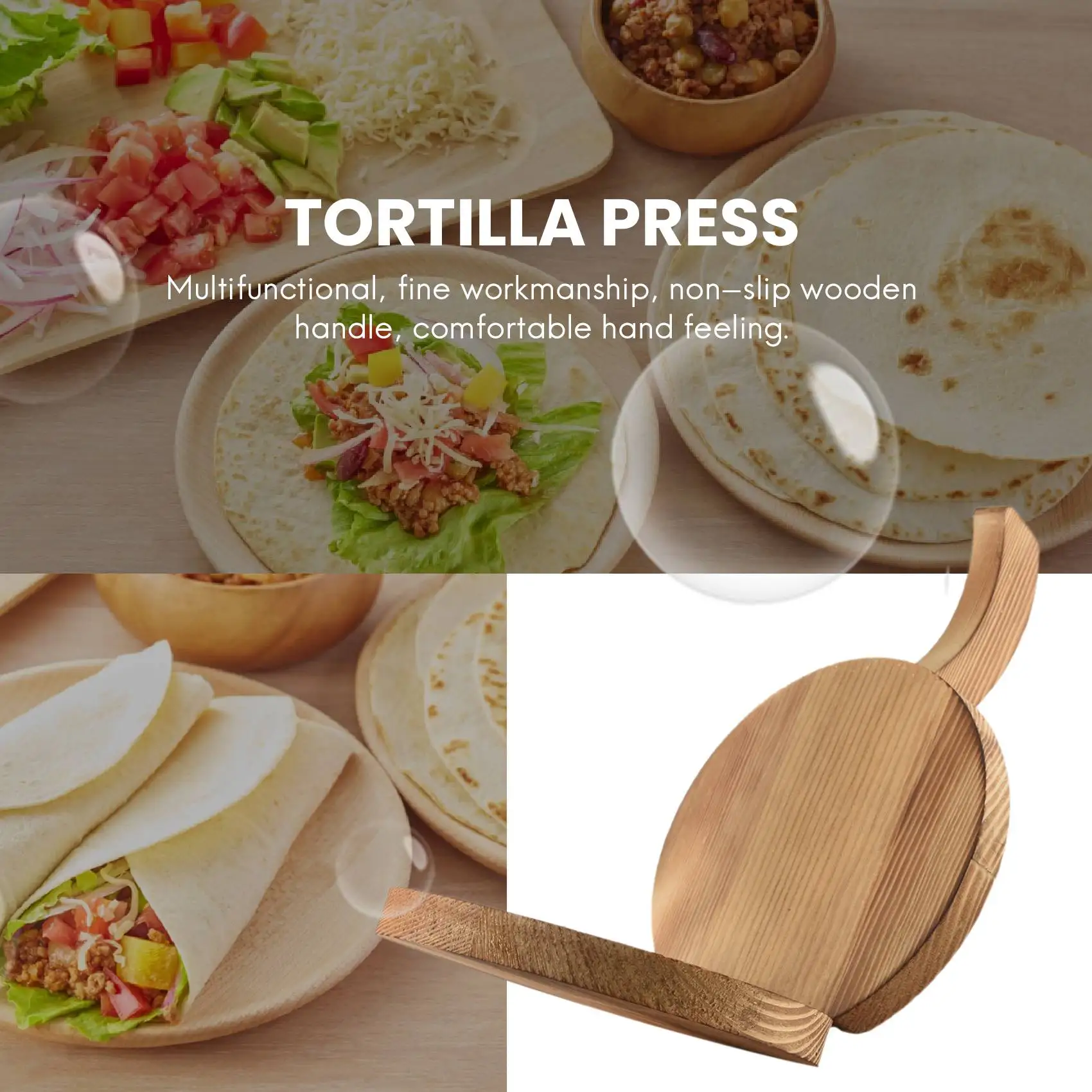 ABRW-Dough Pressing Tool Dough Presser Dumpling Skin Wood Dumpling Pressing Tool Dough Presser Dumpling Wrappers Presser