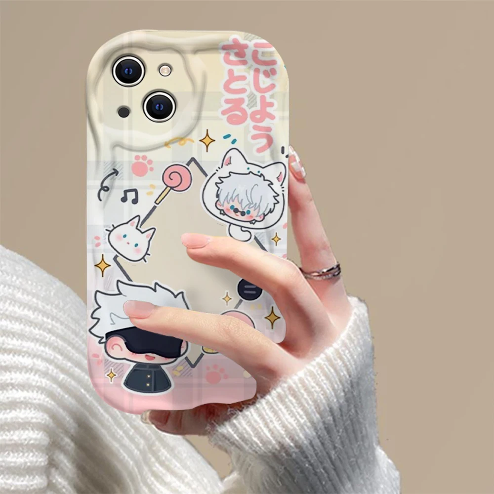 Cartoon Mini Jujutsu Kaisen 3D Wave Case For OPPO Realme 12 11 10 9 8 7 7i 6 5 Pro Plus C67 C55 C31 C35 C11 C12 C15 C20 C21Y