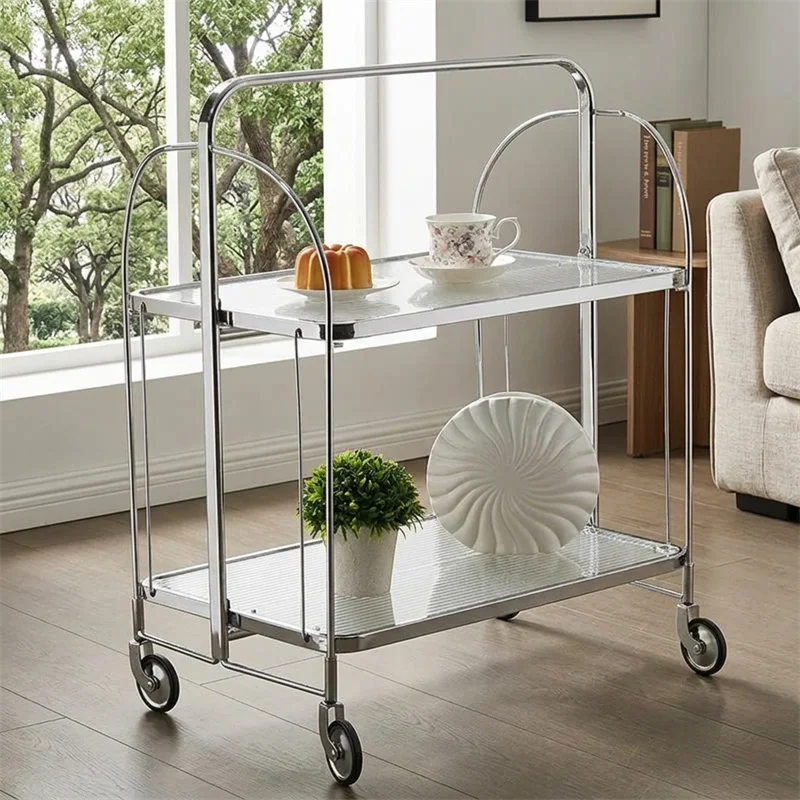 Living Room Home Furniture Folding Kitchen Island Hotel Restaurant Homestay Trolley Small Apartment Storage Cart Wheels