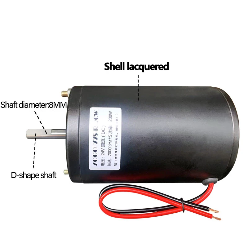 12V 24V 200W 150W DC MotorD-shape shafts Double Bearing CW CCW Carbon Brush Ball Bearing Motor Spindle Lathe Buddha Bead Machine