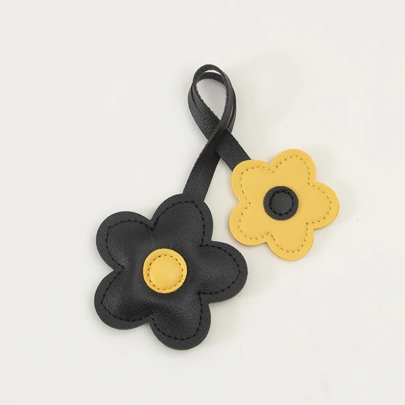 

Leather color-blocking flower women's bag charm creative five-petal sunflower keychain lanyard