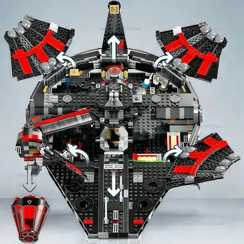 NEW MOC 1579PCS Falcon Compatible 75389 Millennium The Dark Spaceship Bricks Building Block for Boys Gifts for Kids Model Adults