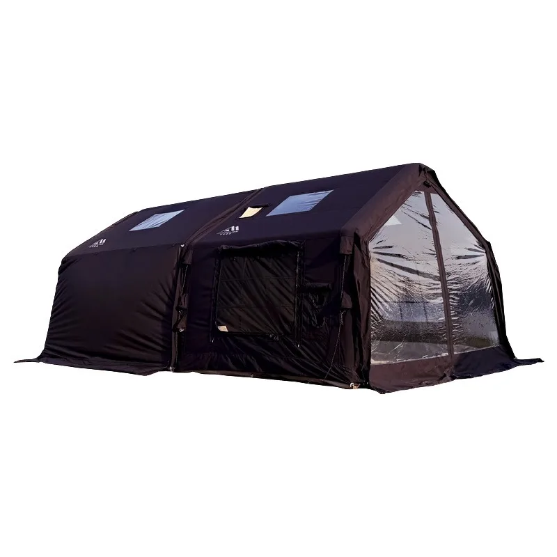 

Inflatable tent camping campground black 8 flat cotton outdoor with extended roof tent