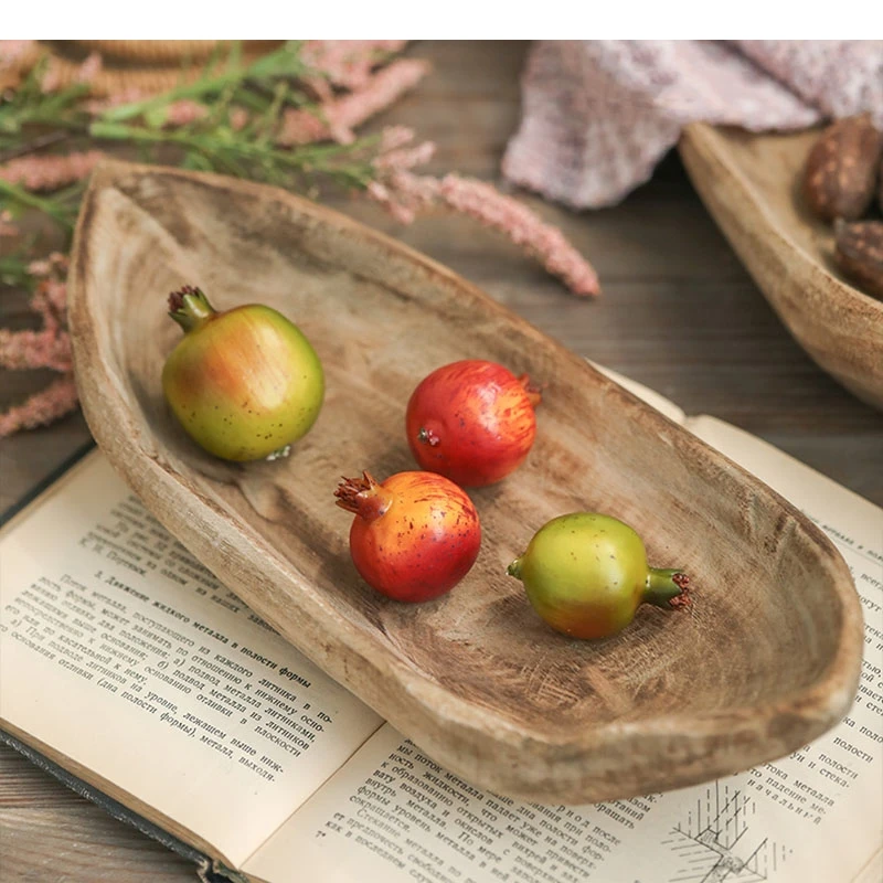 Paulownia Wood Boat Shape Fruit Tray Living Room Decoration Ornament Snacks Dry Storage Home