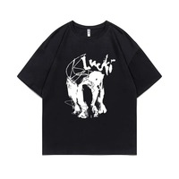 Rapper Lucki Shadow Print Tshirt Men Women Fashion Casual Short Sleeve Unisex Hip Hop Pop T Shirts Male Pure Cotton T-shirt Tops