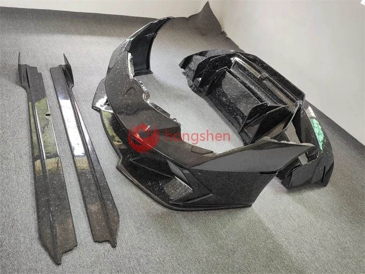 Factory  V-style carbon fiber forged pattern front and rear bumper side skirts for Lamborghini huracan LP580 LP610 body kit