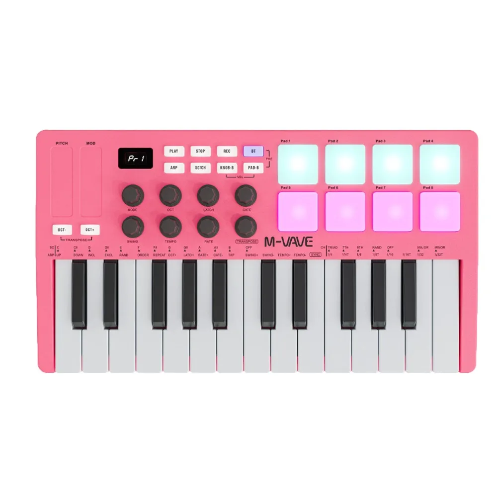 M-VAVE MIDI 25-Key USB MIDI Keyboard Controller DJ Equipment with 8 Backlit Drum Pads 8 Knobs 8 RGB Music Keyboard Instruments view 2