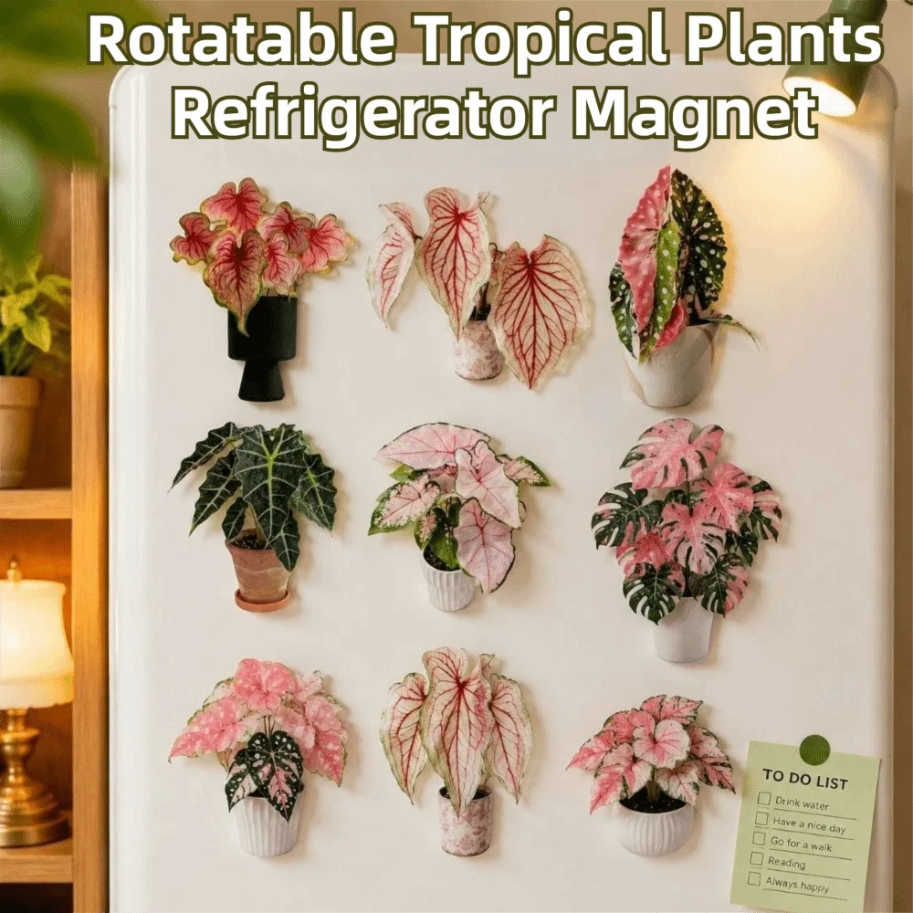 3D Artificial Plant Fridge Stickers Magnets Waterproof Rotatable Mini Artificial Plant Fridge Magnets Lifelike Cactus DIY