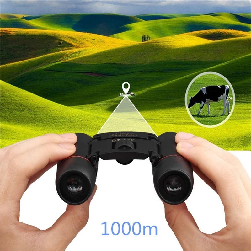 Mini binóculos 30x60 para crianças e adultos, bolso portátil binocular, dobrável, impermeável, para montanhismo, observação de pássaros