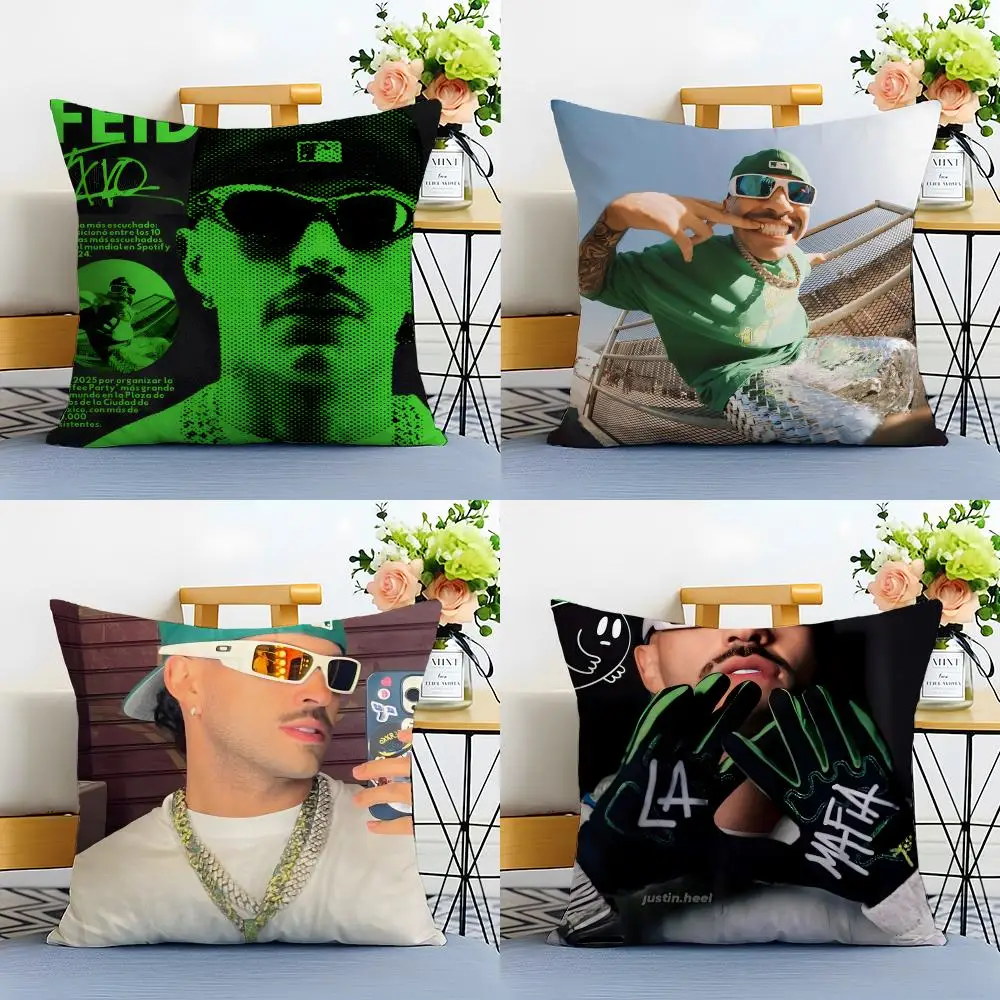 F-Feid Ferxxo Cushion Cover Washable Linen Pillowcase Soft  for Sofa Bed Cozy Home Room Decor