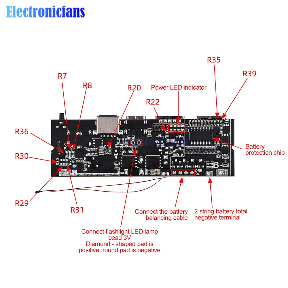 QC4.0 QC3.0 LED Double USB PD 18650 Charge rapide 3S 65W 4S 100W 5S 100W Micro/Type-c USB Portable Puissance Module de Protection Contre La Surchauffe