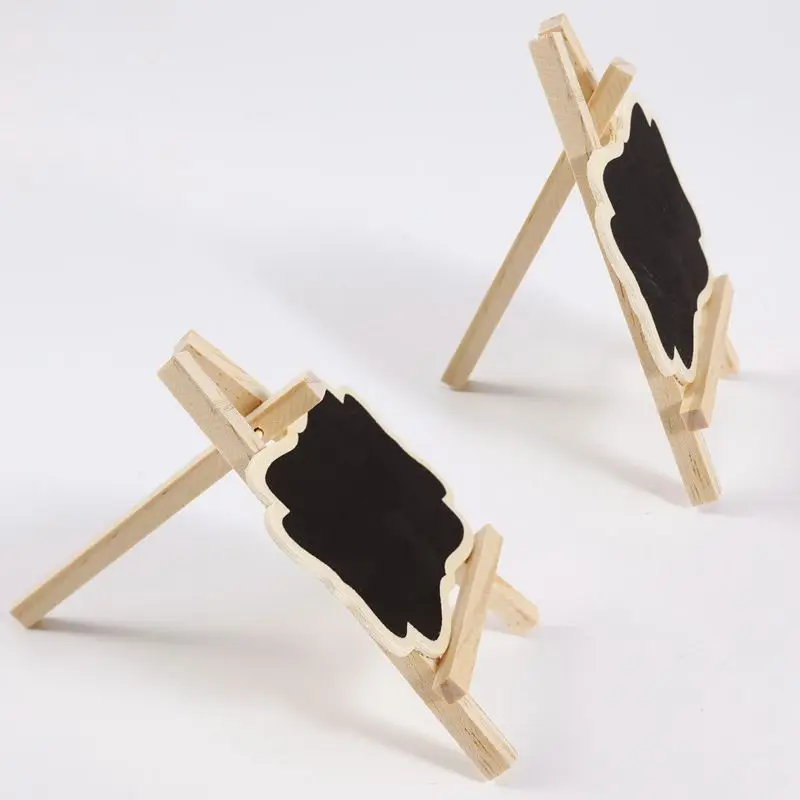 24 PCS Mini Wooden Blackboard Message Rectangular Slate Board Cards Memo Label Signs Price Digit Table